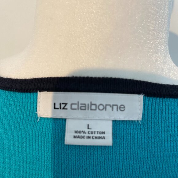 Liz Claiborne Blue and Black Cardigan Sweater size Large - Picture 3 of 4